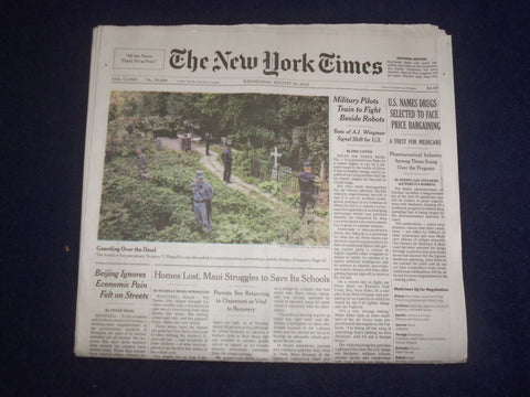 2023 AUGUST 30 NEW YORK TIMES-U.S. NAMES DRUGS SELECTED TO FACE PRICE BARGAINING