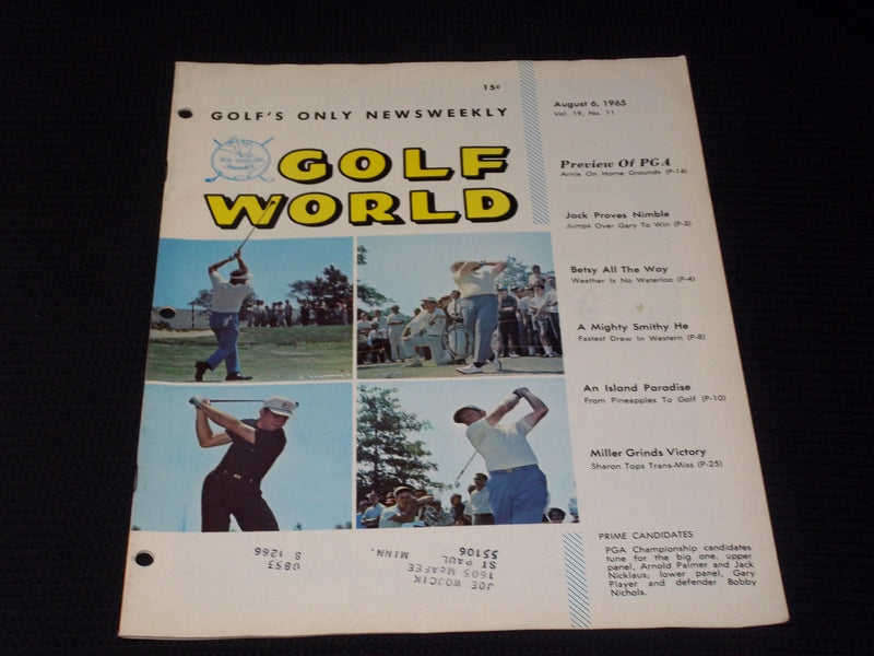 1965 AUGUST 6 GOLF WORLD MAGAZINE - PALMER & NICKLAUS FRONT COVER - E 7341