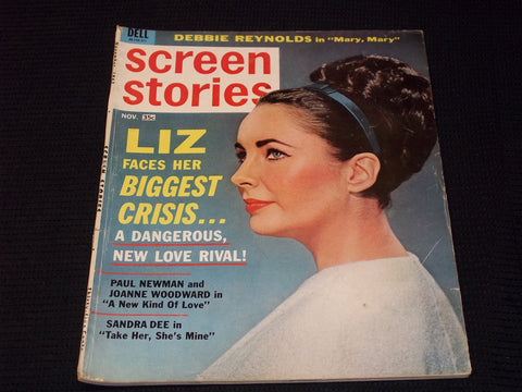 1963 NOVEMBER SCREEN STORIES MAGAZINE - LIZ TAYLOR FRONT COVER - E 14445