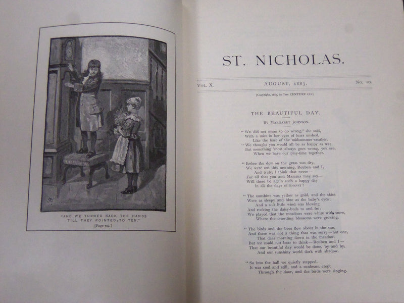 1883 ST. NICHOLAS MONTHLY MAGAZINE LOT OF 8 ISSUES - NICE ILLUS. & ADS - WR 1082