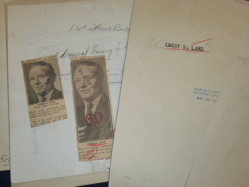 1920'S - 1940'S WIRE PHOTOS OF REAR ADMIRAL EMORY S. LAND LOT OF 18 - J 1800