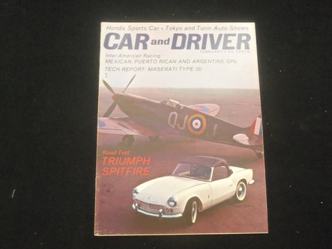1962 FEBRUARY CAR AND DRIVER MAGAZINE - TRIUMPH SPITFIRE - J 7821