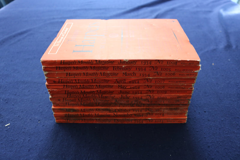 1934 HARPER'S MAGAZINE - LOT OF 12 - COMPLETE YEAR - O 3349