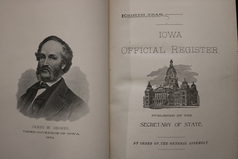 1893 IOWA OFFICIAL REGISTER - HARDCOVER BOOK - K 1768