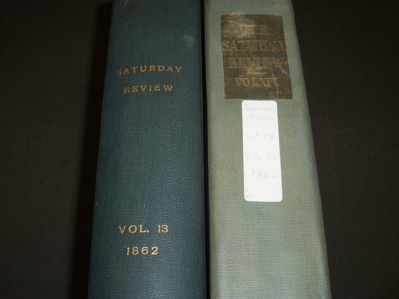 1862 SATURDAY REVIEW 2 BOUND VOLUMES - COMPLETE YR- PUBLISHED IN LONDON - R 1084