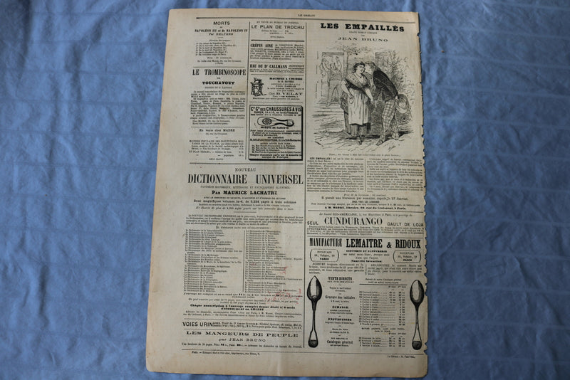 1872 FEBRUARY 18 LE GRELOT NEWSPAPER - L'INTRIGUE BONAPARTISTE- FRENCH - NP 8576