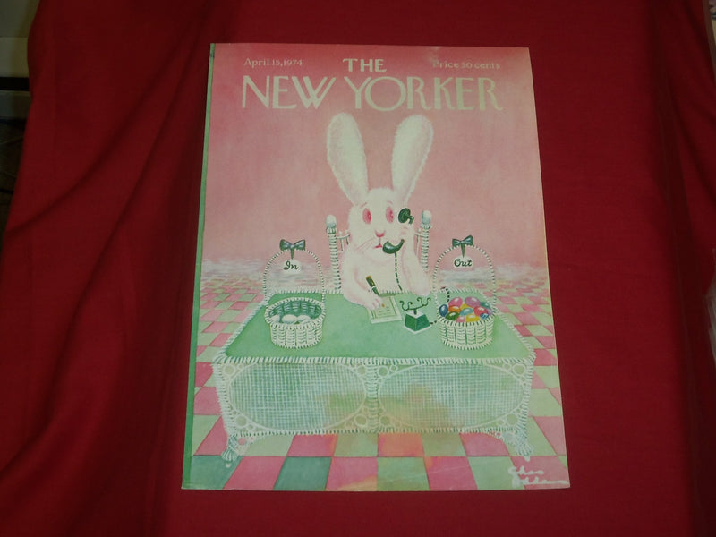 1974 APRIL 15 NEW YORKER MAGAZINE FRONT COVER ONLY - GREAT ART FOR FRAMING