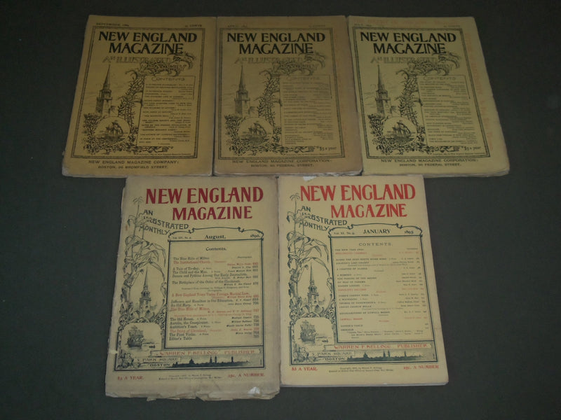 1889-1896 NEW ENGLAND MAGAZINE LOT OF 5 DIFFERENT ISSUES - WR 1180I