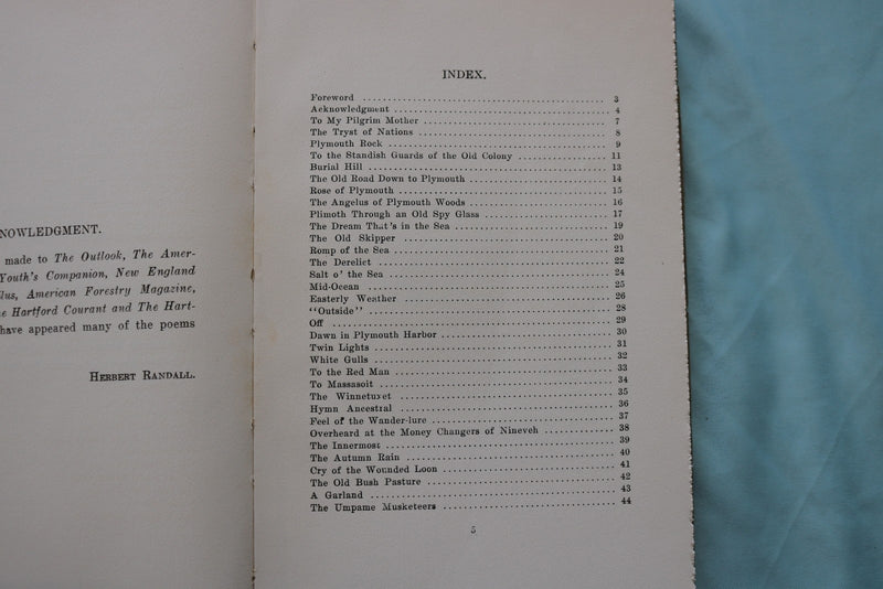1921 RHYMES OF OLD PLIMOUTH BY HERBERT RANDALL - SOFTCOVER BOOK - K 3432