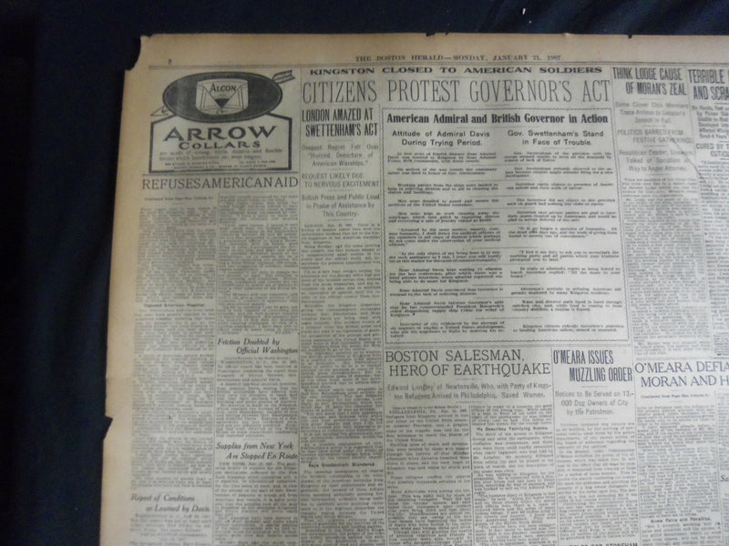 1907 JANUARY 21 THE BOSTON HERALD - REFUSES YANKEE AID FOR STRICKEN CITY - BH 18