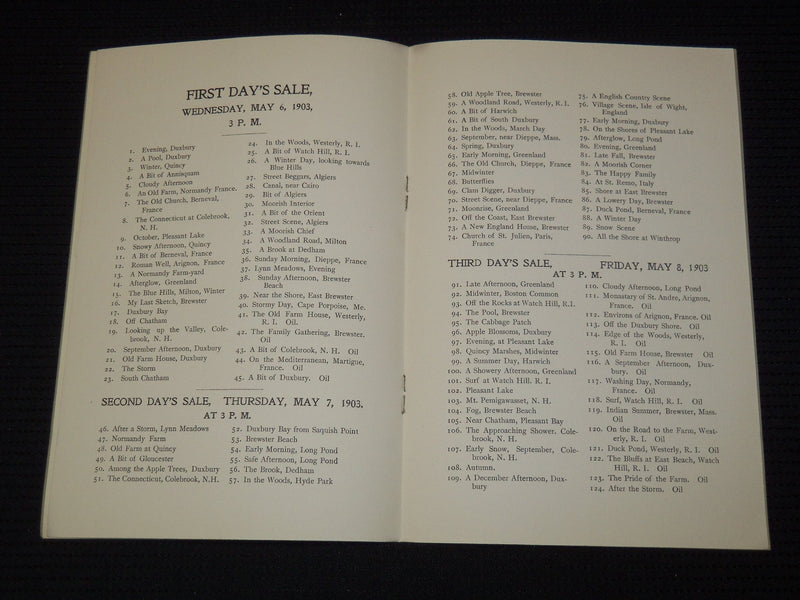 1903 J. AMBROSE PRICHARD EXHIBITION SALE AT THE BEACON ART GALLERIES - J 7952