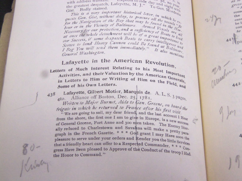 1920 AUTOGRPAH LETTERS OF HISTORICAL INTEREST AUCTION CATALOGUE - J 5210