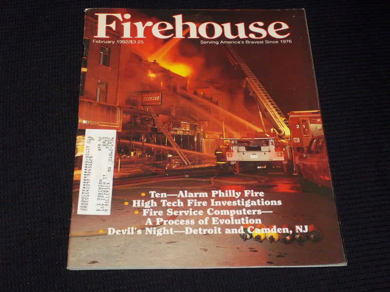 1992 FEBRUARY FIREHOUSE MAGAZINE - AMERICA'S BRAVEST FRONT COVER - E 1710