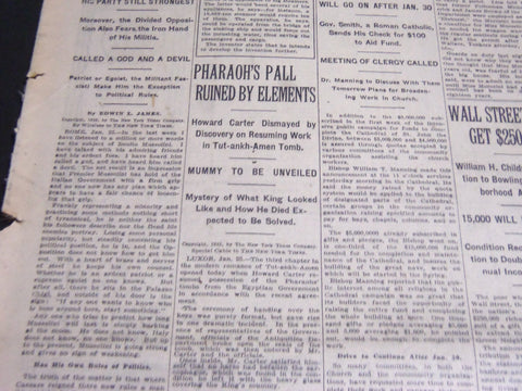 1925 JANUARY 26 NEW YORK TIMES - PHARAOH'S PALL RUINED BY ELEMENTS- NT 6953