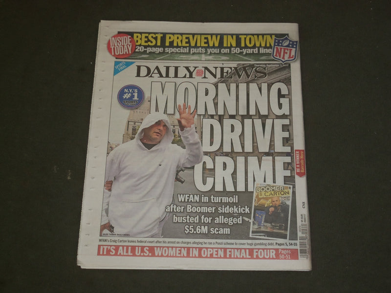 2017 SEPTEMBER 7 NEW YORK DAILY NEWS - HURRICAN IRMA - CRAIG CARTON BUSTED
