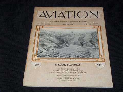 1927 MARCH 28 AVIATION MAGAZINE - VARNEY MAIL PLANE FRONT COVER - E 4218