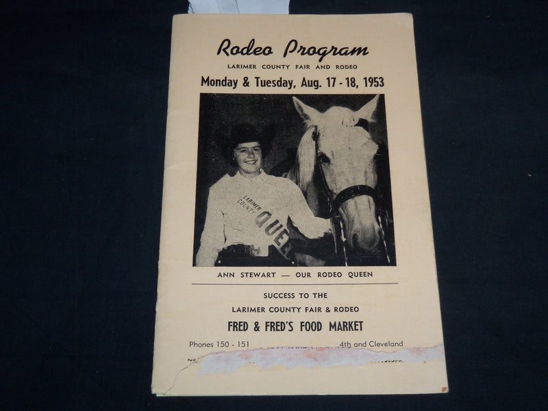 1953 AUGUST 17-18 LARIMER COUNTY RODEO PROGRAM - COLORADO - J 8595