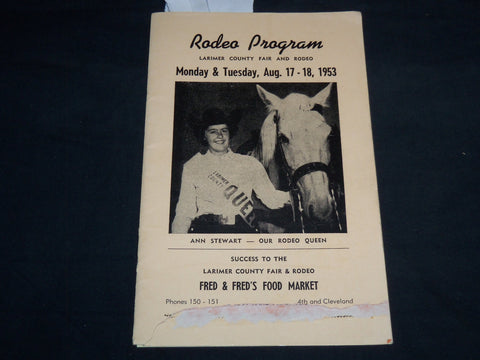 1953 AUGUST 17-18 LARIMER COUNTY RODEO PROGRAM - COLORADO - J 8595