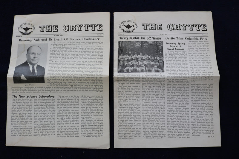 1961 THE GRYTTE NEWSPAPER - BROWNING SCHOOL - LOT OF 2 - K 1615