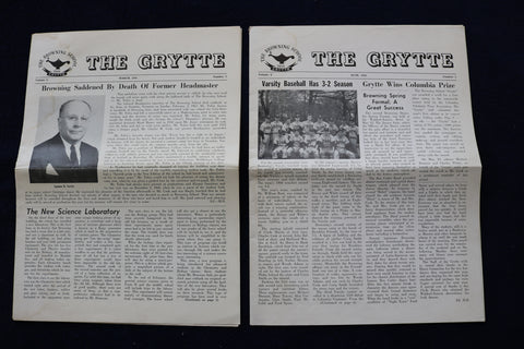 1961 THE GRYTTE NEWSPAPER - BROWNING SCHOOL - LOT OF 2 - K 1615