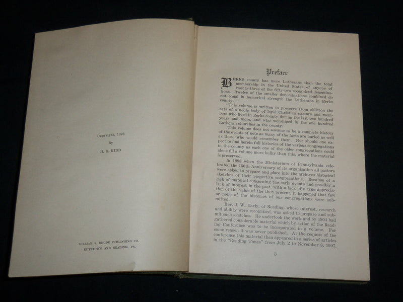 1923 LUTHERANS IN BERKS COUNTY HARDCOVER BOOK - NICE PHOTOS - KD 6907
