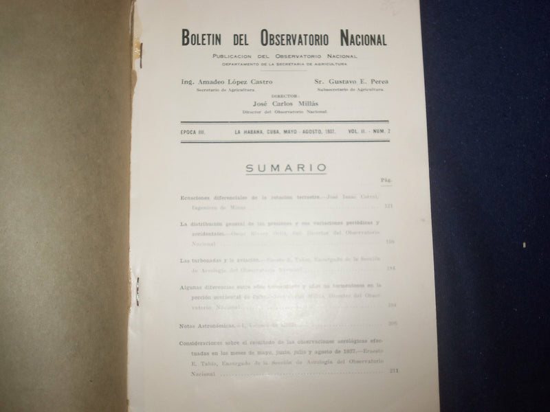 1936-1937 BOLETIN DEL OBSERVATORIO NACIONAL - LOT OF 3 - SPANISH TEXT - J 6006