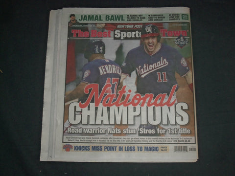 2019 OCTOBER 31 NEW YORK POST NEWSPAPER - WASHINGTON NATIONALS WIN WORLD SERIES
