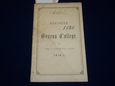 1850-1851 REGISTER OF GENEVA COLLEGE - SOFTCOVER - J 4572