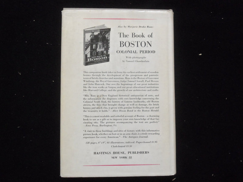 1961 THE BOOK OF BOSTON THE FEDERAL PERIOD HARDCOVER BOOK-MARJORIE ROSS- KD 9229