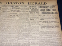 1910 MAY 6 THE BOSTON HERALD - KING EDWARD'S ILLNESS CAUSES GRAVES FEARS- BH 355