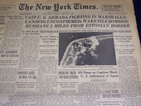 1944 FEBRUARY 1 NEW YORK TIMES - WAKE ISLE BOMBED - NT 3698