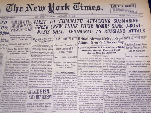 1941 SEPT 6 NEW YORK TIMES - NAZIS SHELL LENINGRAD AS RUSSIANS ATTACK - NT 1365