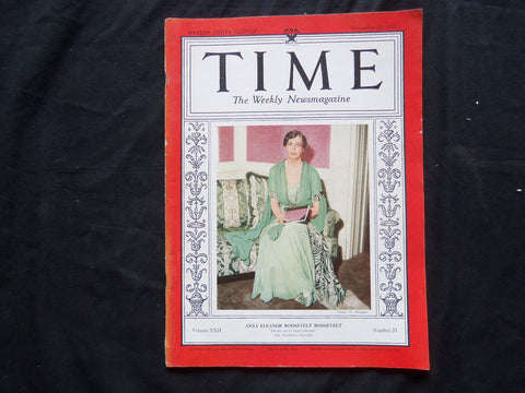 1933 NOVEMBER 20 TIME MAGAZINE - ELEANOR ROOSEVELT - T 397