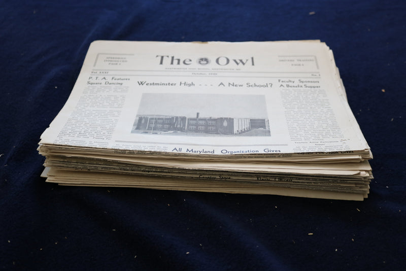 1949-1954 THE OWL NEWSPAPER - WESTMINSTER (MD) HIGH SCHOOL - LOT OF 48 - NP 8905