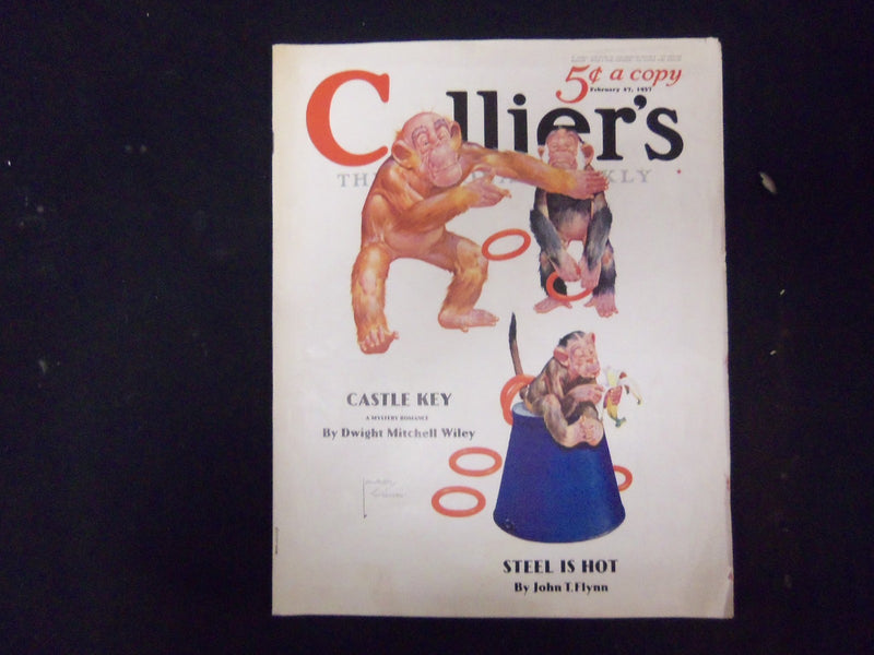 1937 FEB 27 COLLIER'S MAGAZINE - GREAT ILLUSTRATIONS, ARTICLES & ADS - ST 3628