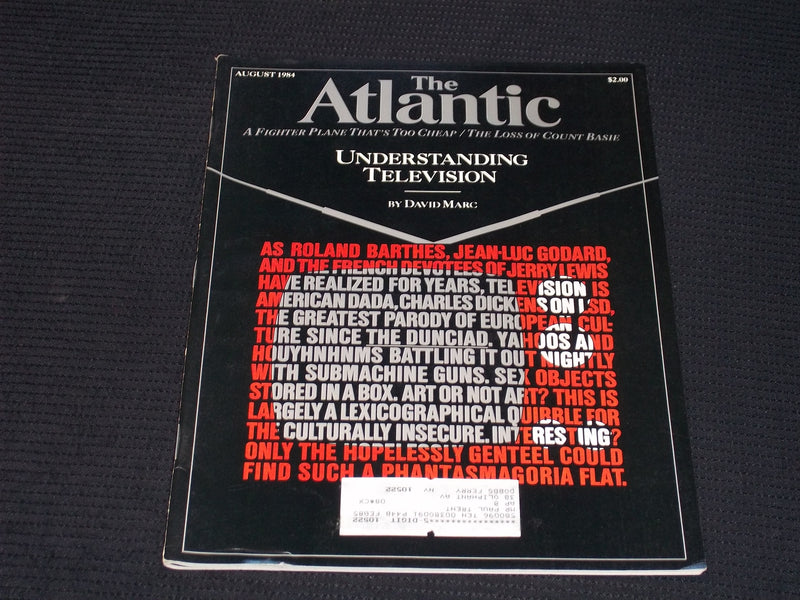 1984 AUGUST THE ATLANTIC MAGAZINE - UNDERSTANDING TELEVISION COVER - E 13765