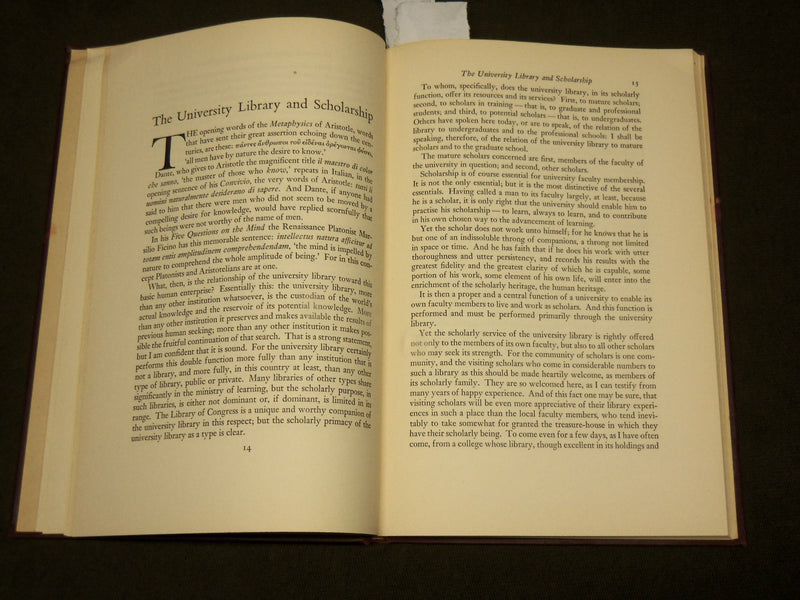 1950 THE PLACE OF THE LIBRARY IN A HARVARD UNIVERSITY - A CONFERENCE - KD 6246