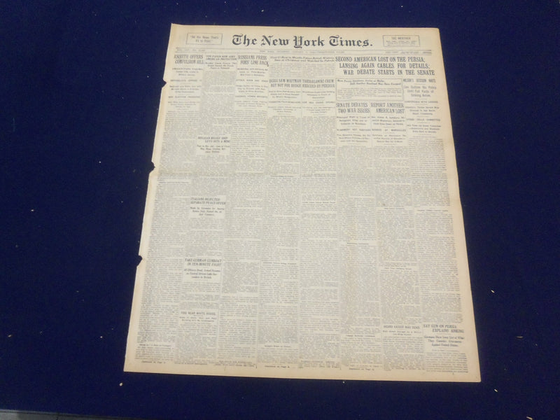 1916 JANUARY 6 NEW YORK TIMES - SECOND AMERICAN LOST ON THE PERSIA - NT 9053