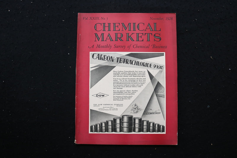 1928 NOVEMBER CHEMICAL MARKETS MAGAZINE - CARBON TETRACHLORIDE COVER - SP 4189Y