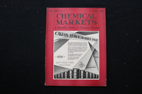 1928 NOVEMBER CHEMICAL MARKETS MAGAZINE - CARBON TETRACHLORIDE COVER - SP 4189Y