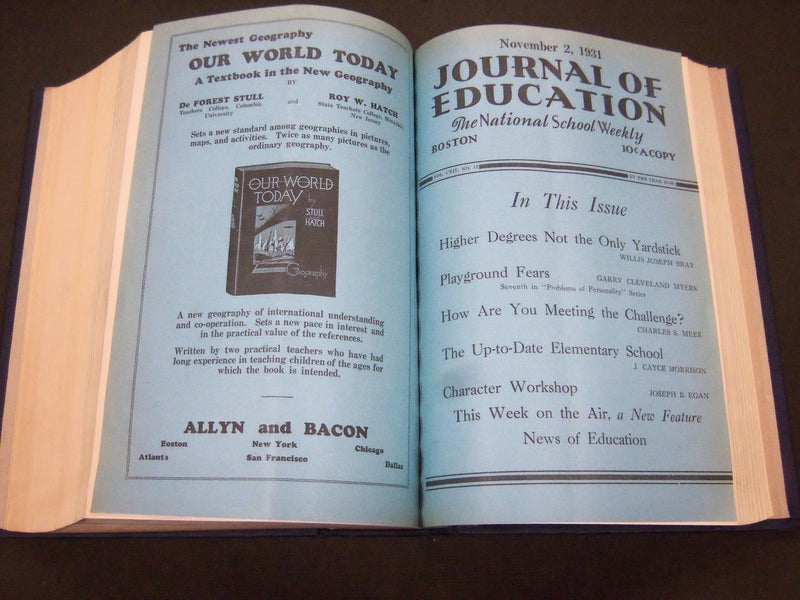 1931 JANUARY-DECEMBER JOURNAL OF EDUCATION BOUND VOLUME - COMPLETE YEAR - R 886