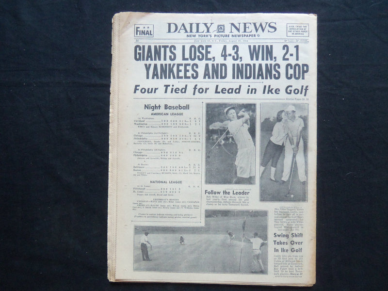 1954 AUGUST 27 NY DAILY NEWS NEWSPAPER - 535G EXTORT PLOT JAILS 3 - NP 2496