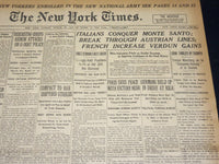 1917 AUGUST 26 NEW YORK TIMES - ITALIANS CONQUER MONTE SANTO - NT 8520