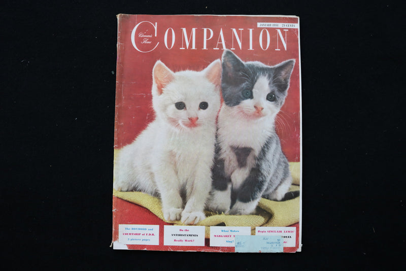 1951 JANUARY WOMAN'S HOME COMPANION MAGAZINE - TWO KITTENS COVER - E 24190