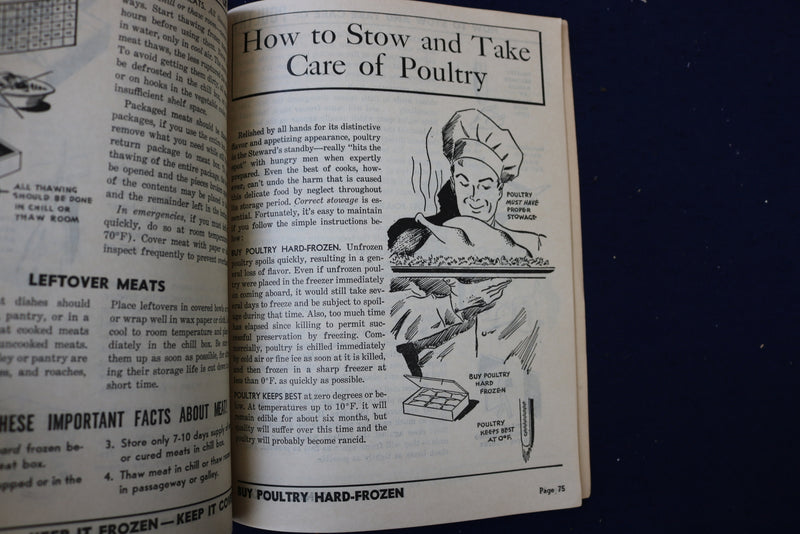1945 HOW TO STOW AND TAKE CARE OF FOOD ON SHIPBOARD SOFTCOVER BOOK - K 967
