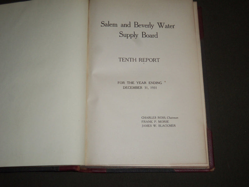 1931-1934 SALEM & BEVERLY WATER SUPPLY BOARD REPORTS 10-13 BOOK - KD 4158