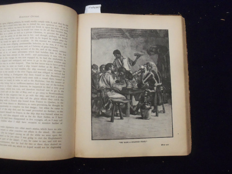 1890'S ROBINSON CRUSOE HARDCOVER BOOK BY DANIEL DEFOE - KD 8360
