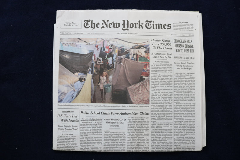 2024 MAY 9 NEW YORK TIMES - DEMOCRATS HELP JOHSON SURVIVE BID TO OUST HIM