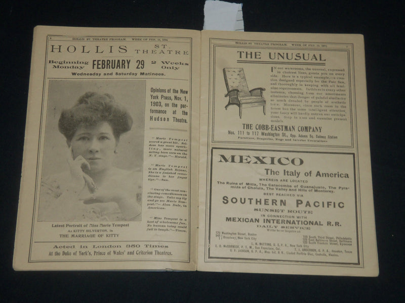 1904 THE MARRIAGE OF KITTY - HOLLIST ST. THEATRE PROGRAM - J 5677