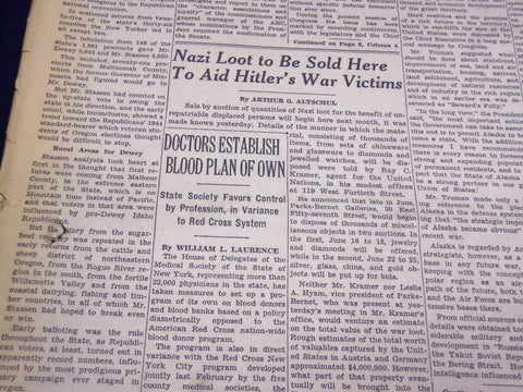 1948 MAY 22 NEW YORK TIMES - NAZI LOOT TO BE SOLD HERE - NT 3634